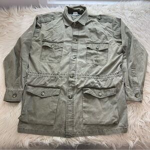 Vintage Cabelas Jacket Green Field Outdoors Safari Shacket Shooting Mens XL Tall